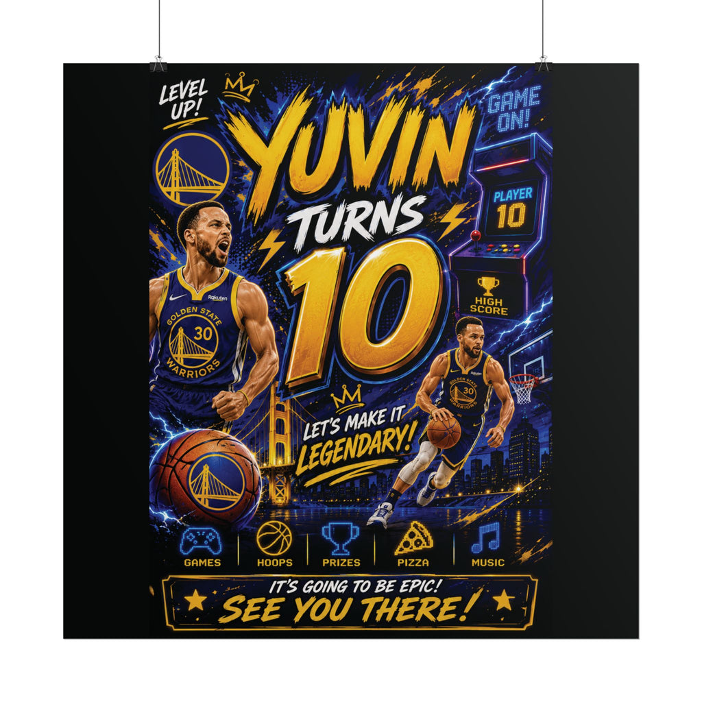 Golden State Warriors Birthday Poster — “YUVIN Turns 10” Rolled Sports Poster
