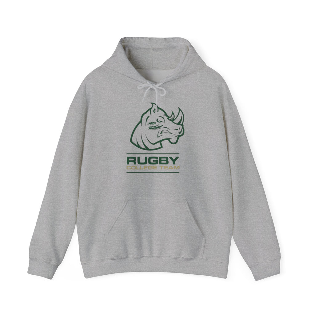 Rugby College Team Rhino Hoodie — Men's/Women's Athletic Hooded Sweatshirt
