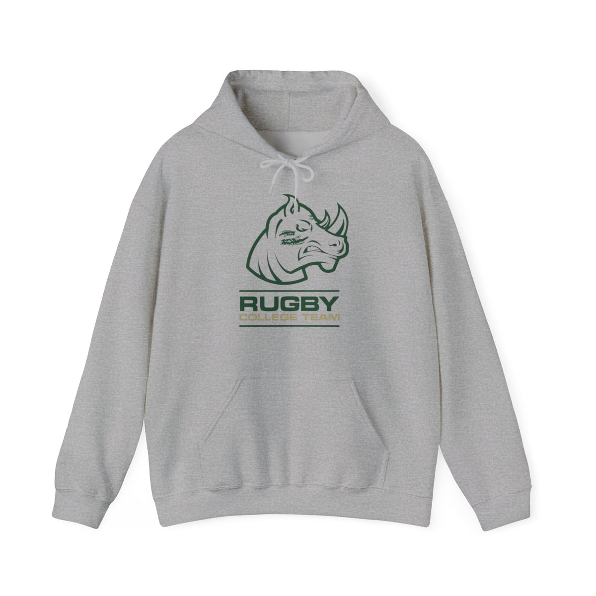 Rugby College Team Rhino Hoodie — Men's/Women's Athletic Hooded Sweatshirt
