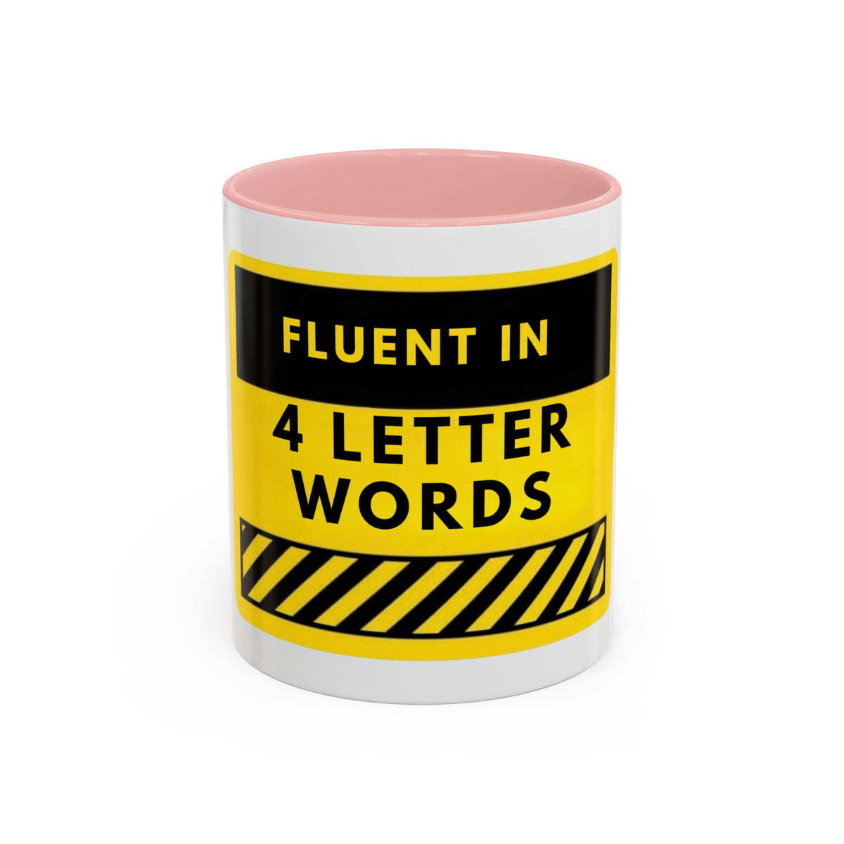 Coffee Mug — "Fluent in 4-Letter Words" Funny Retro Warning Sign