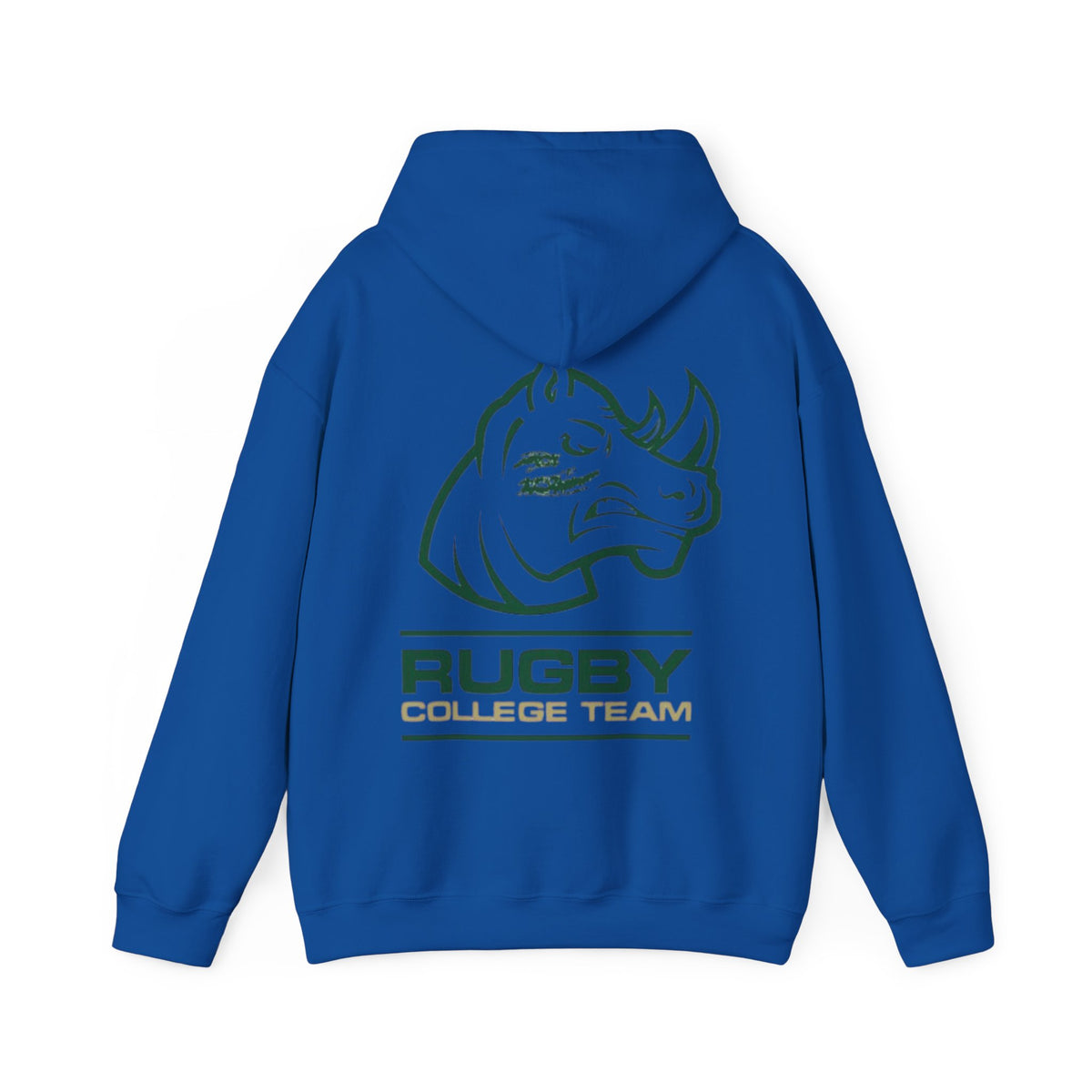 Rugby College Team Rhino Hoodie — Men's/Women's Athletic Hooded Sweatshirt