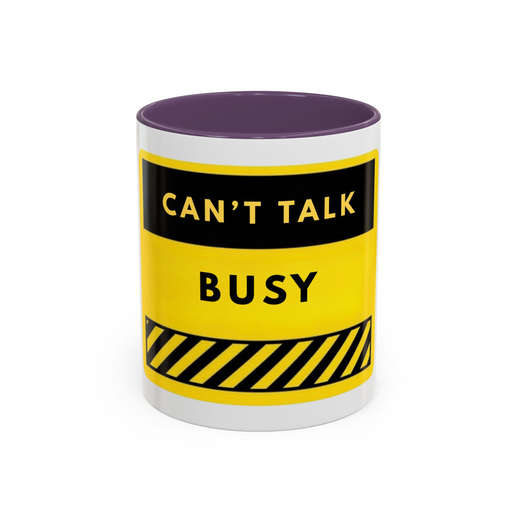 Accent Coffee Mug — "Can't Talk Busy" Yellow Caution Coffee Mug (11/15 oz)