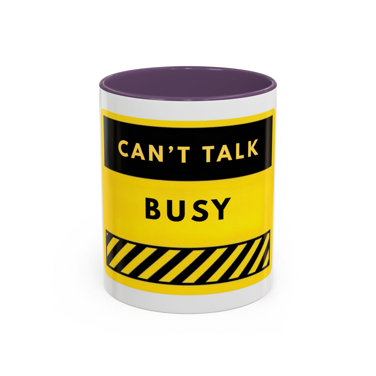 Accent Coffee Mug — "Can't Talk Busy" Yellow Caution Coffee Mug (11/15 oz)
