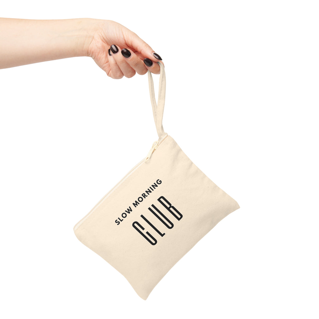 Slow Morning Club Zipper Pouch — Canvas Accessory Bag