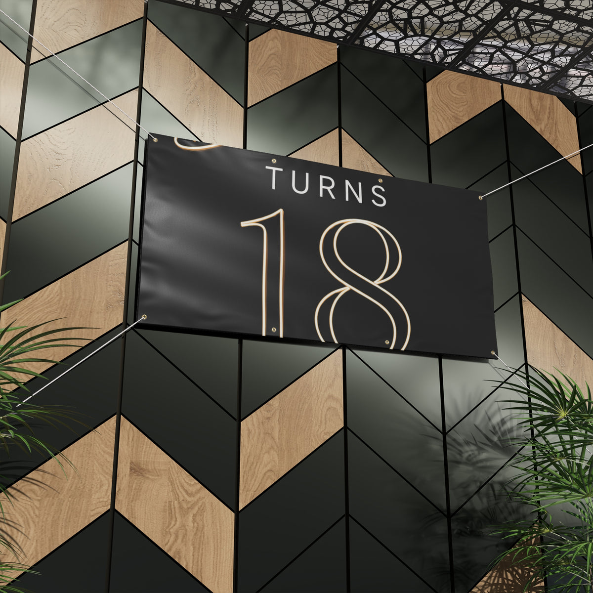 18th Birthday Matte Banner - Elegant Neon Numbers Party Sign