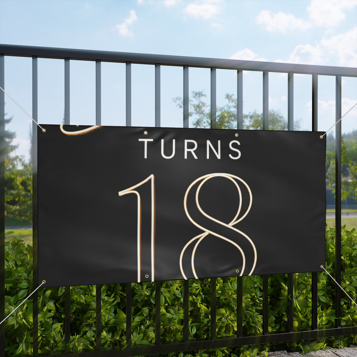 18th Birthday Matte Banner - Elegant Neon Numbers Party Sign
