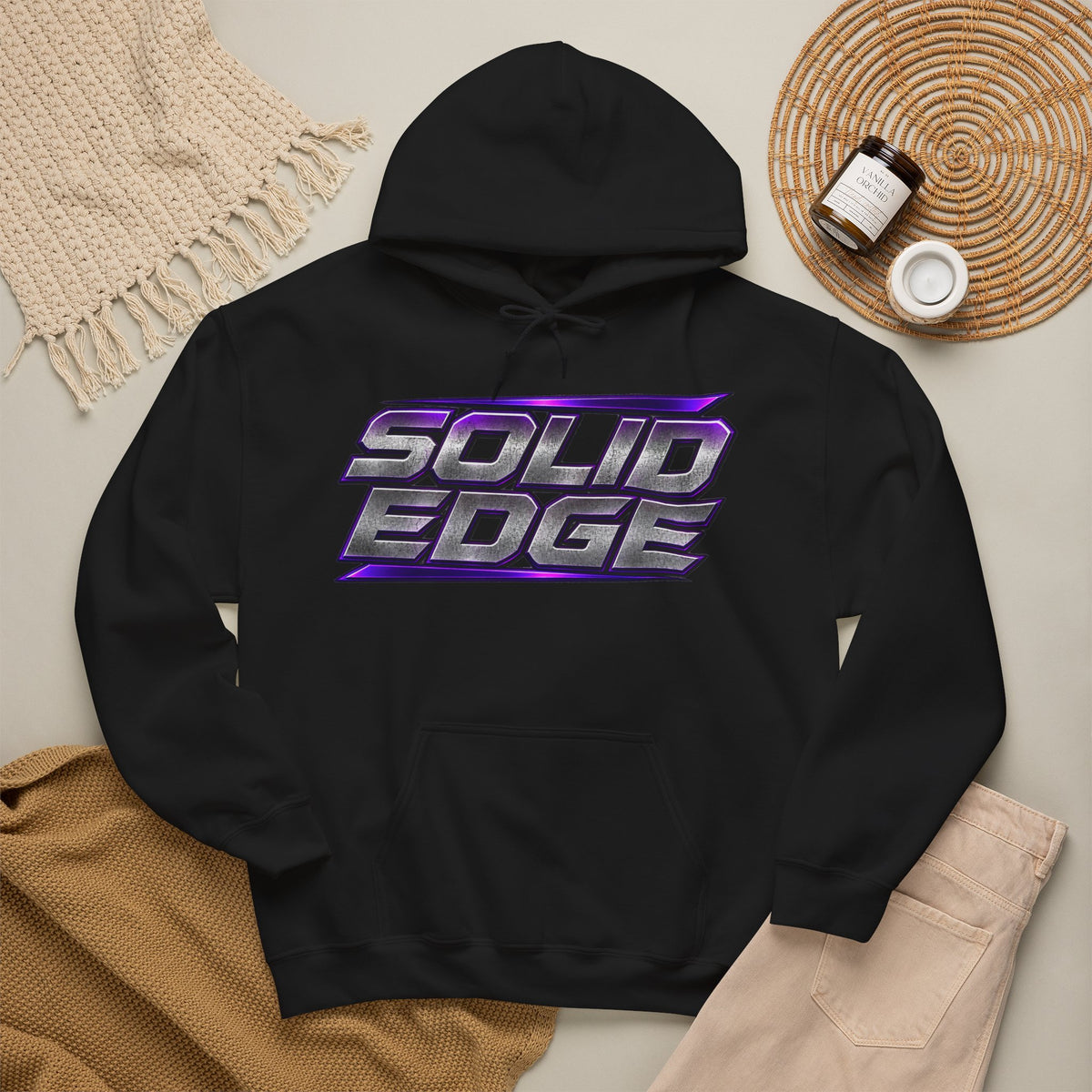 Solid Edge Concrete Australia Hoodie — Retro Neon Logo Workwear