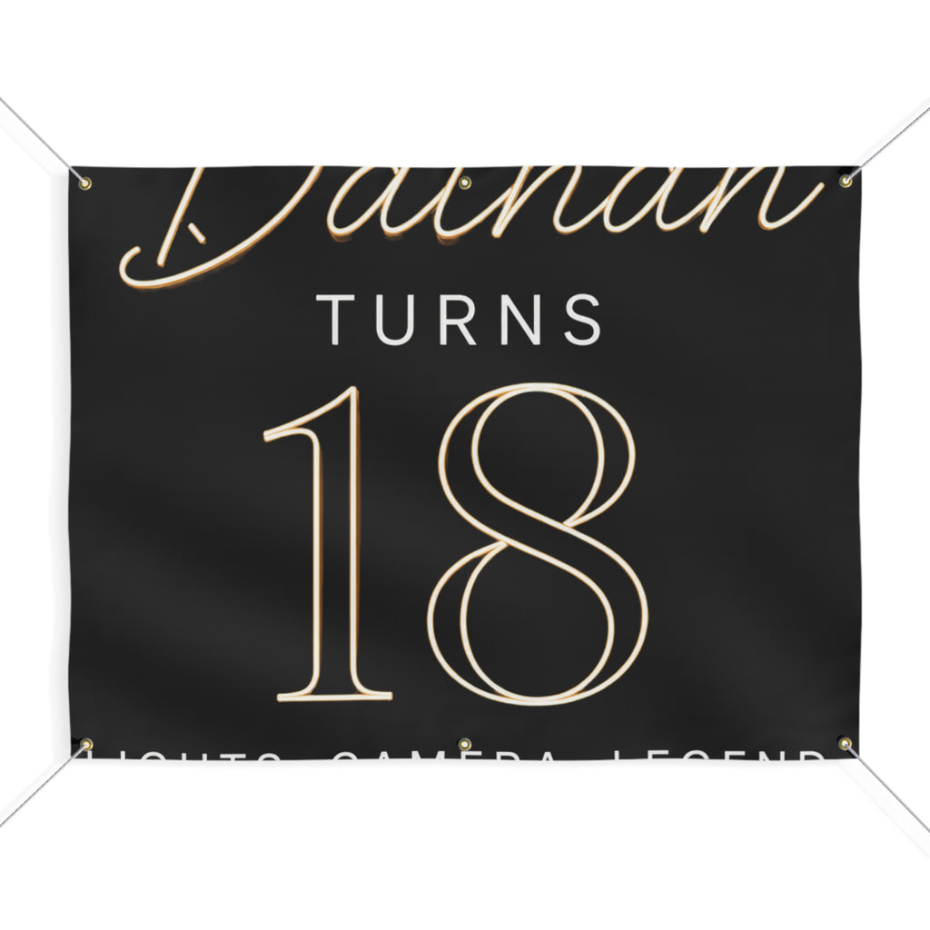 18th Birthday Matte Banner - Elegant Neon Numbers Party Sign