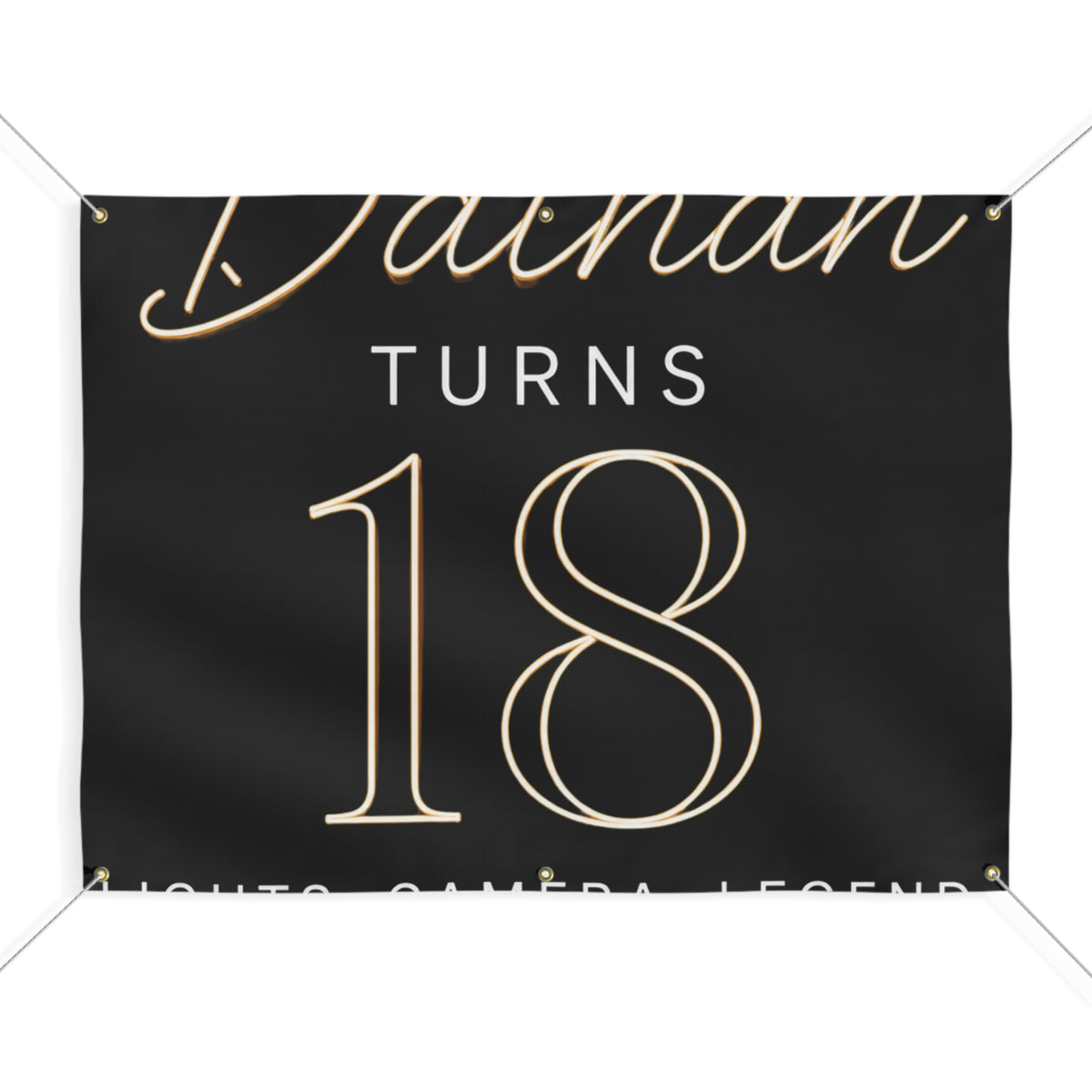 18th Birthday Matte Banner - Elegant Neon Numbers Party Sign