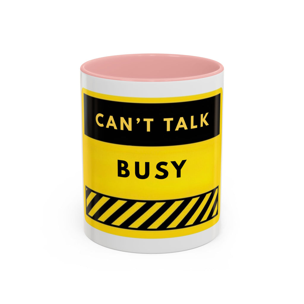 Accent Coffee Mug — "Can't Talk Busy" Yellow Caution Coffee Mug (11/15 oz)