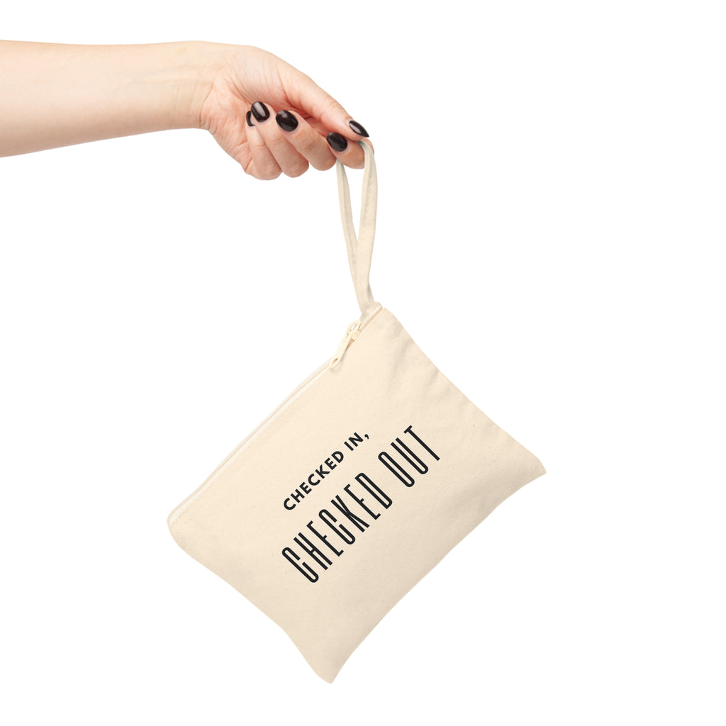 Checked In, Checked Out Canvas Zipper Pouch - Travel Wristlet Accessory