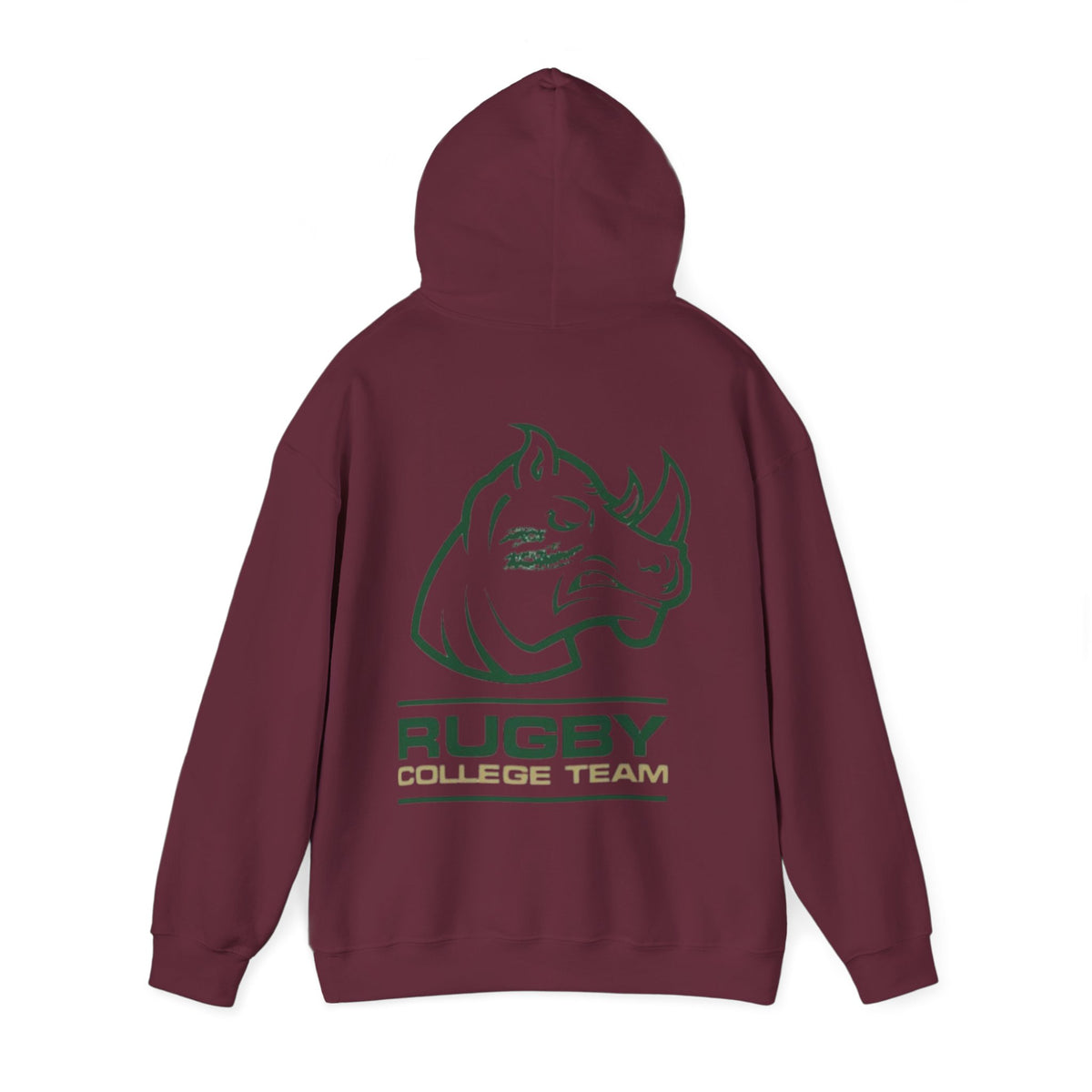 Rugby College Team Rhino Hoodie — Men's/Women's Athletic Hooded Sweatshirt