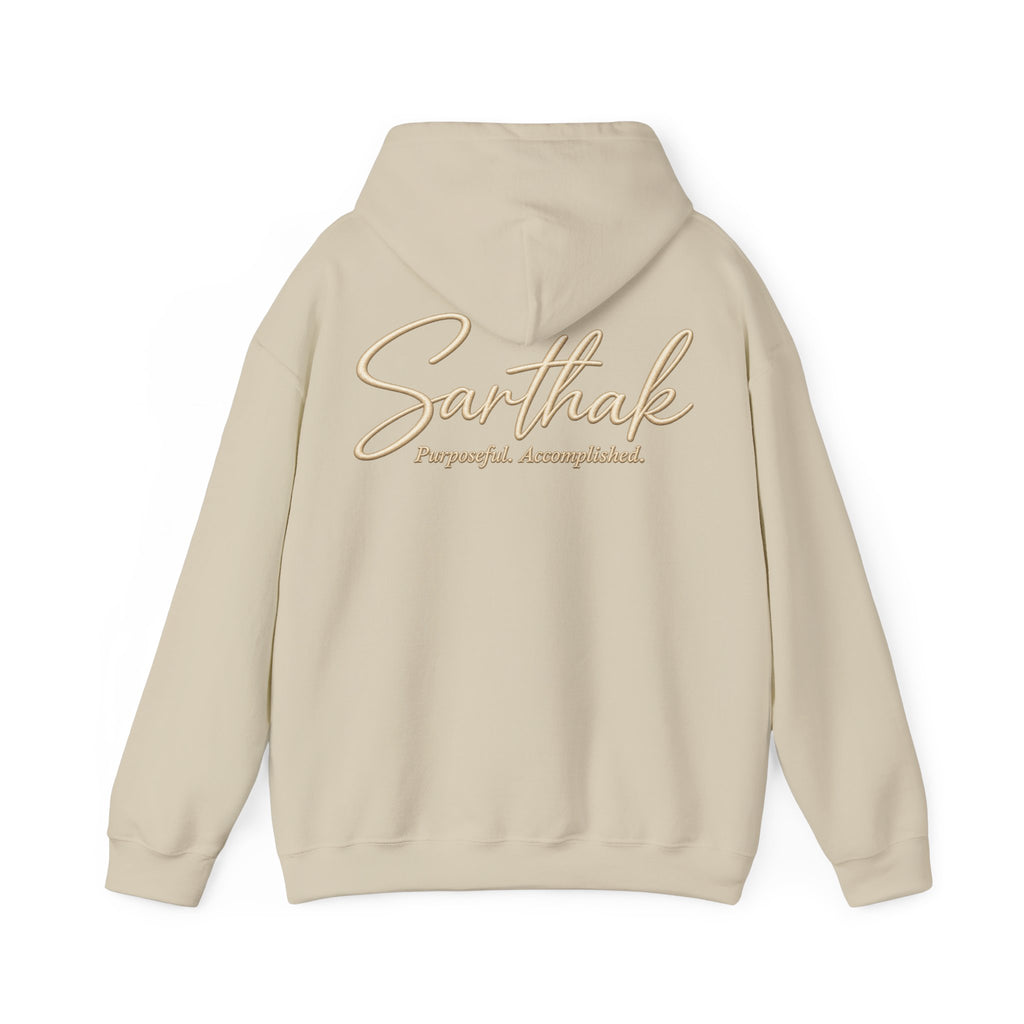 Sarthak Script Hoodie — “Purposeful. Accomplished.” Inspirational Name Hooded Sweatshirt
