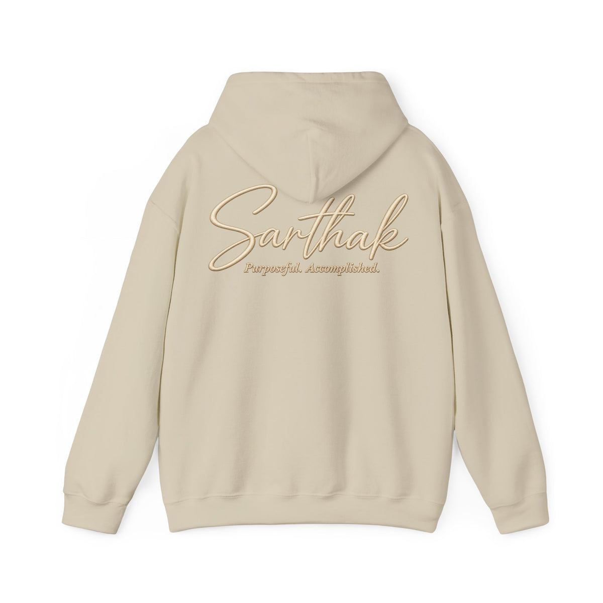 Sarthak Script Hoodie — “Purposeful. Accomplished.” Inspirational Name Hooded Sweatshirt