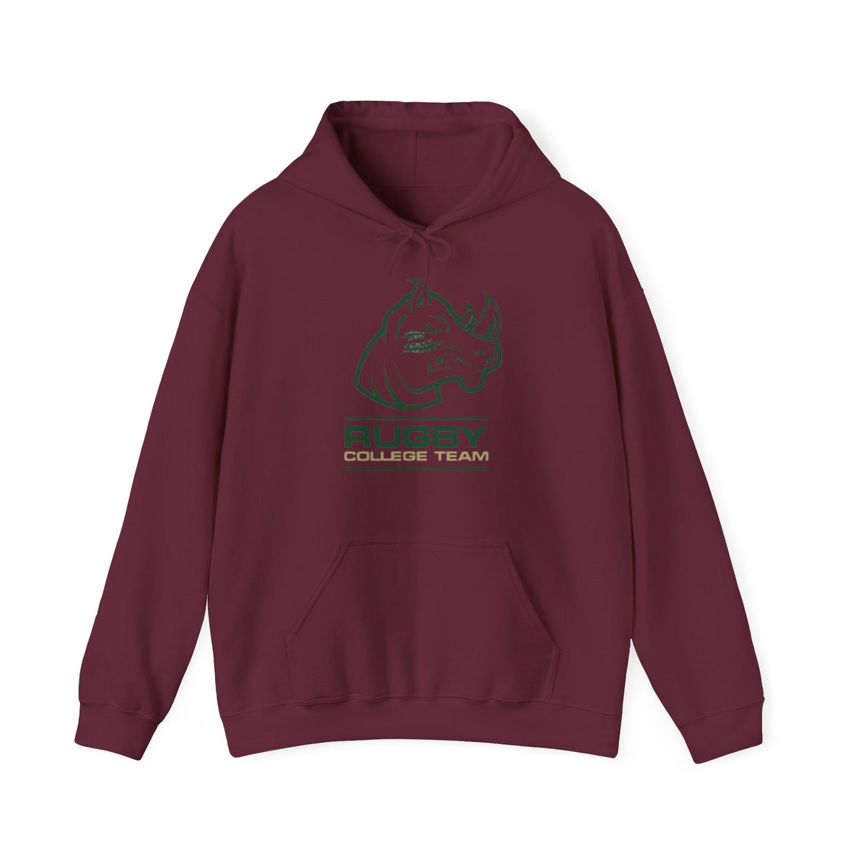 Rugby College Team Rhino Hoodie — Men's/Women's Athletic Hooded Sweatshirt