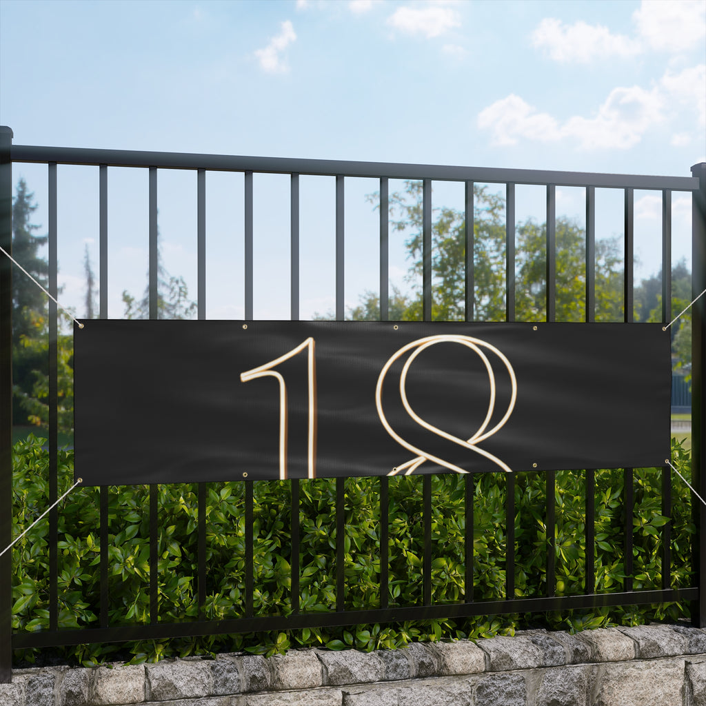 18th Birthday Matte Banner - Elegant Neon Numbers Party Sign