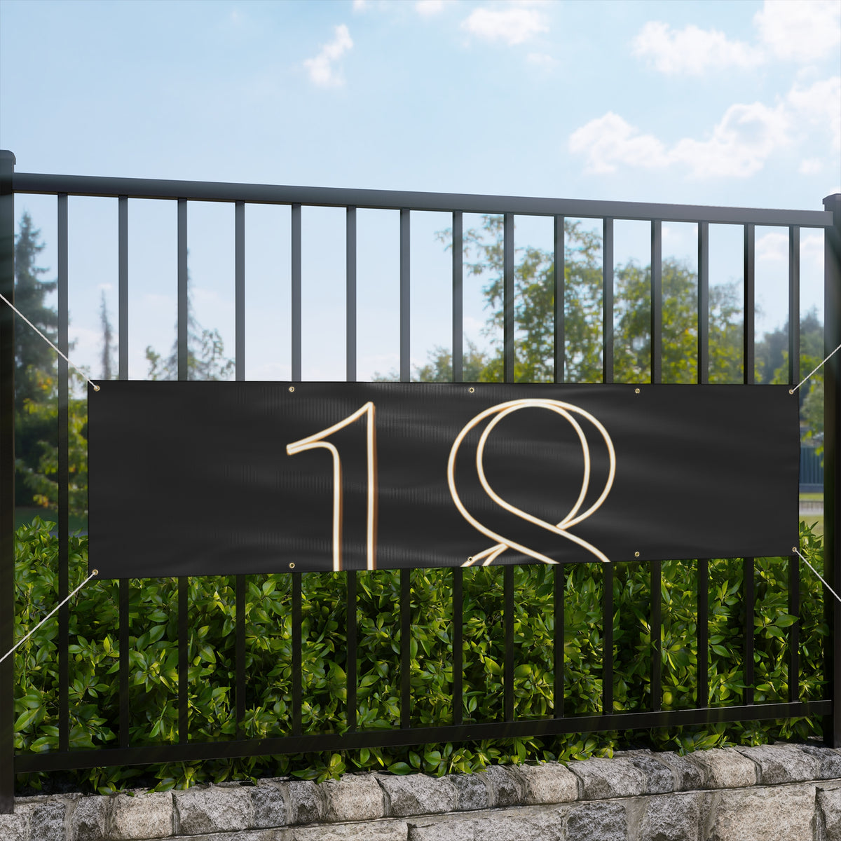 18th Birthday Matte Banner - Elegant Neon Numbers Party Sign