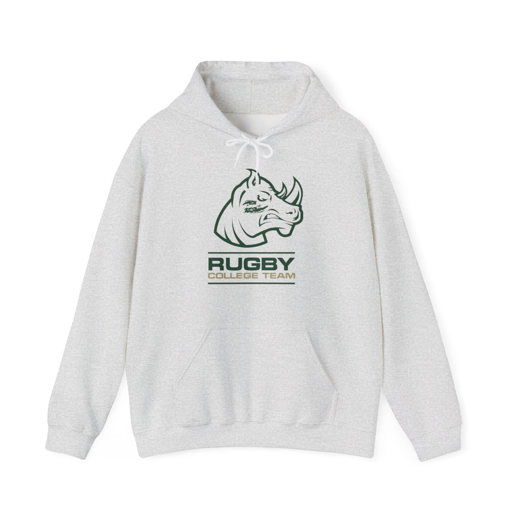 Rugby College Team Rhino Hoodie — Men's/Women's Athletic Hooded Sweatshirt