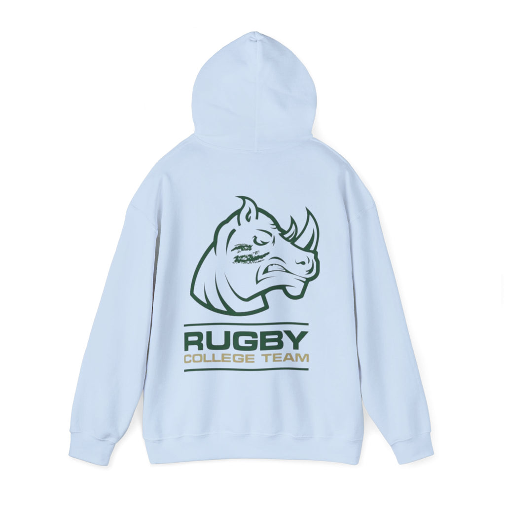 Rugby College Team Rhino Hoodie — Men's/Women's Athletic Hooded Sweatshirt