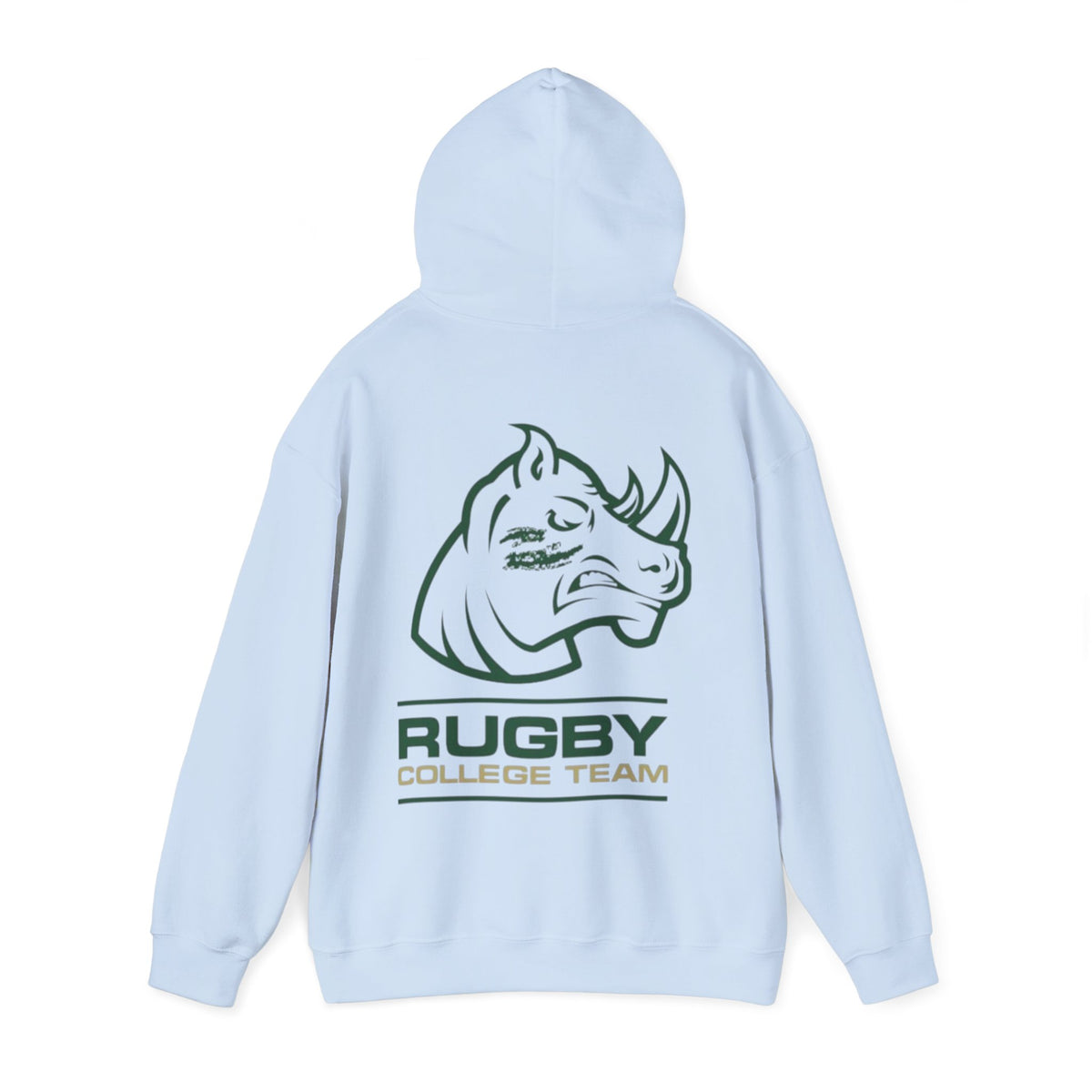 Rugby College Team Rhino Hoodie — Men's/Women's Athletic Hooded Sweatshirt