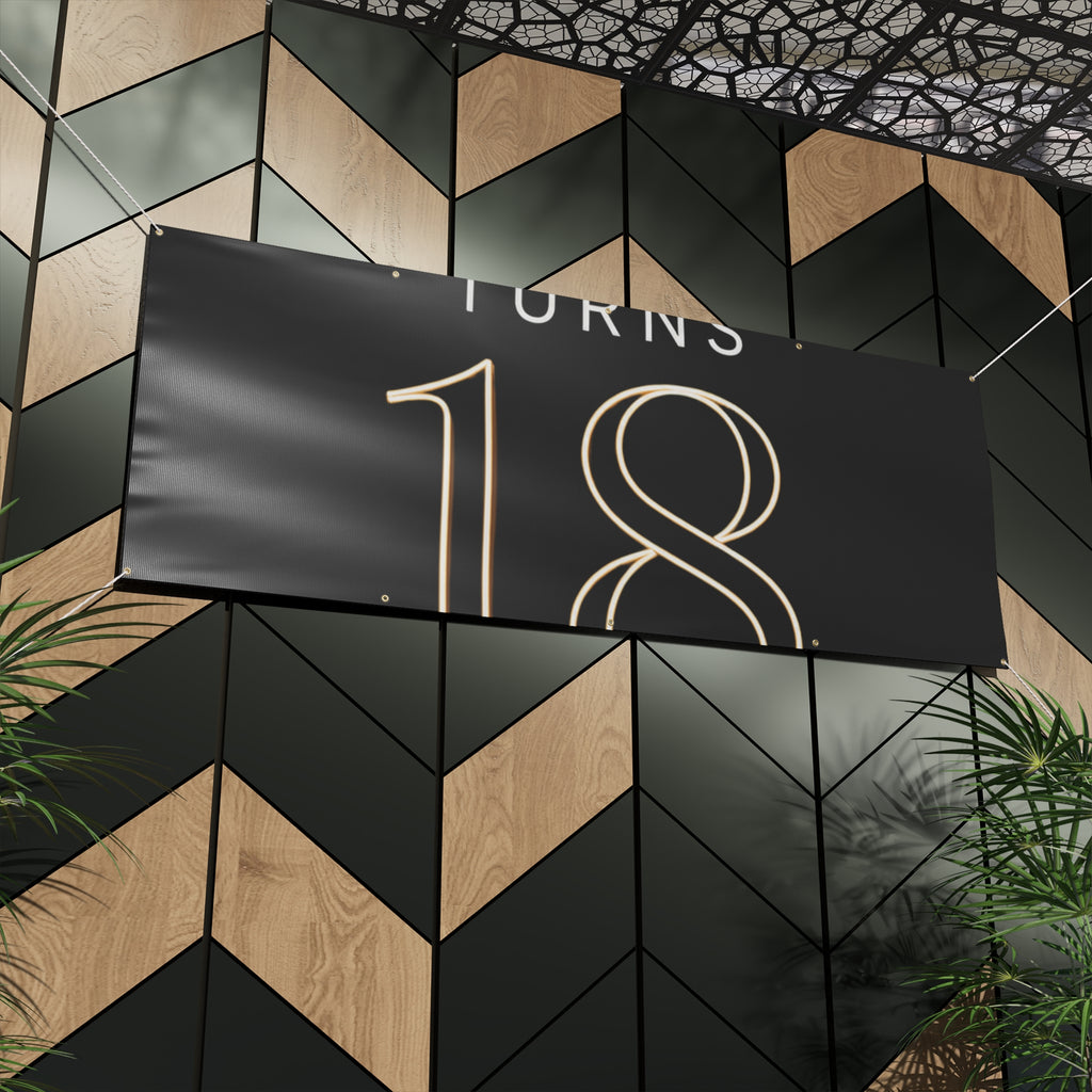 18th Birthday Matte Banner - Elegant Neon Numbers Party Sign