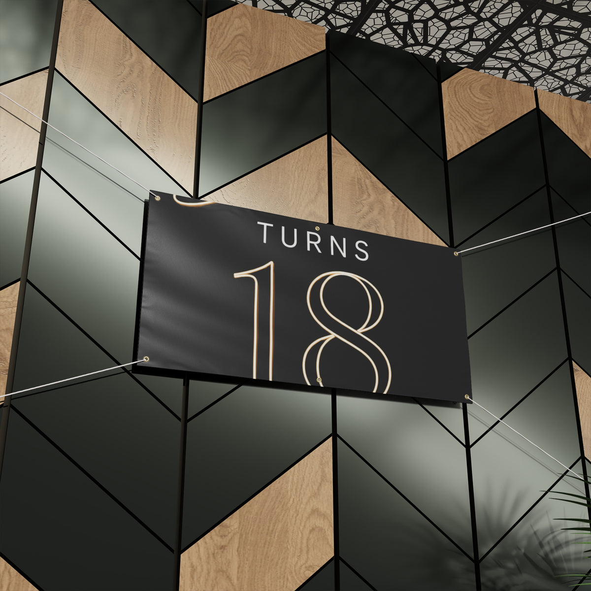18th Birthday Matte Banner - Elegant Neon Numbers Party Sign
