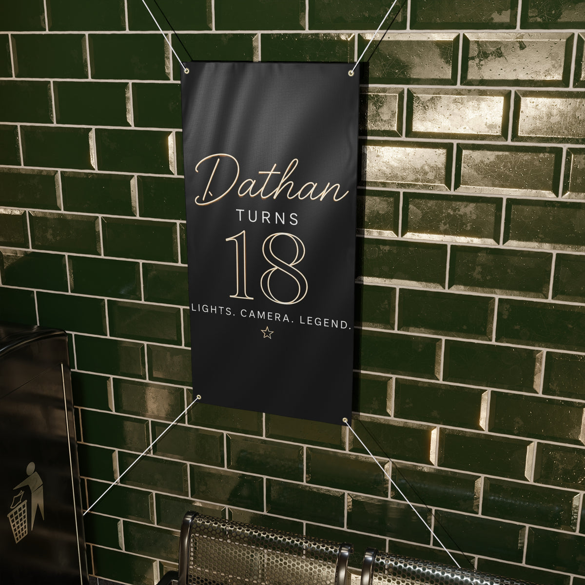 18th Birthday Matte Banner - Elegant Neon Numbers Party Sign