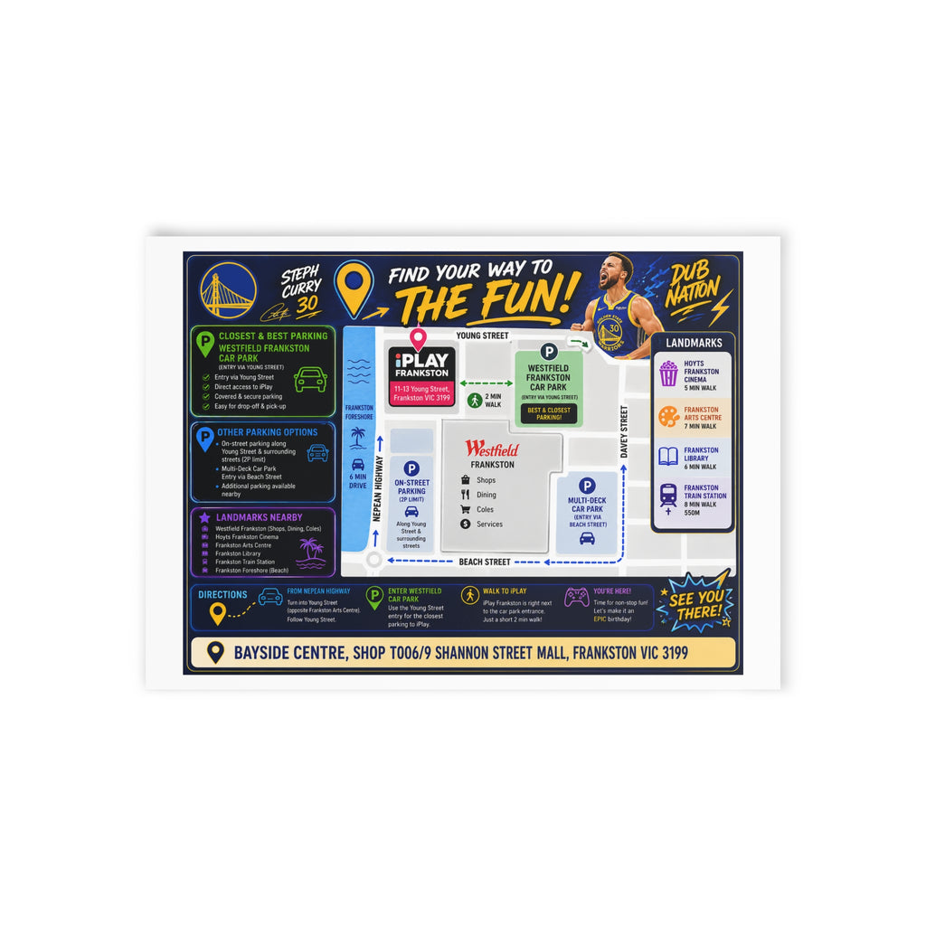 Golden State Basketball Birthday Invitation Card — Two-Sided Stephen Curry Party Invite (Customizable)