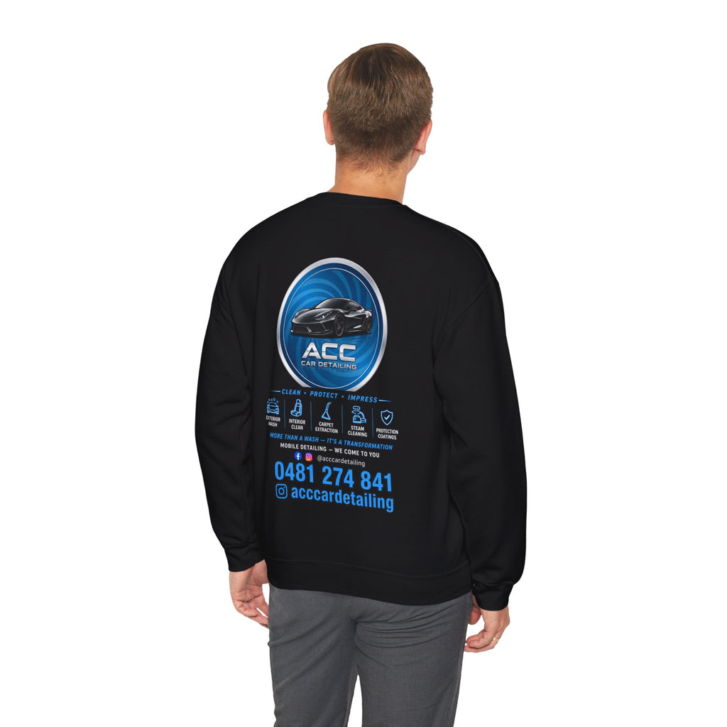 ACC Car Detailing Logo Sweatshirt — Automotive Detailing Crewneck with Service Icons & Contact
