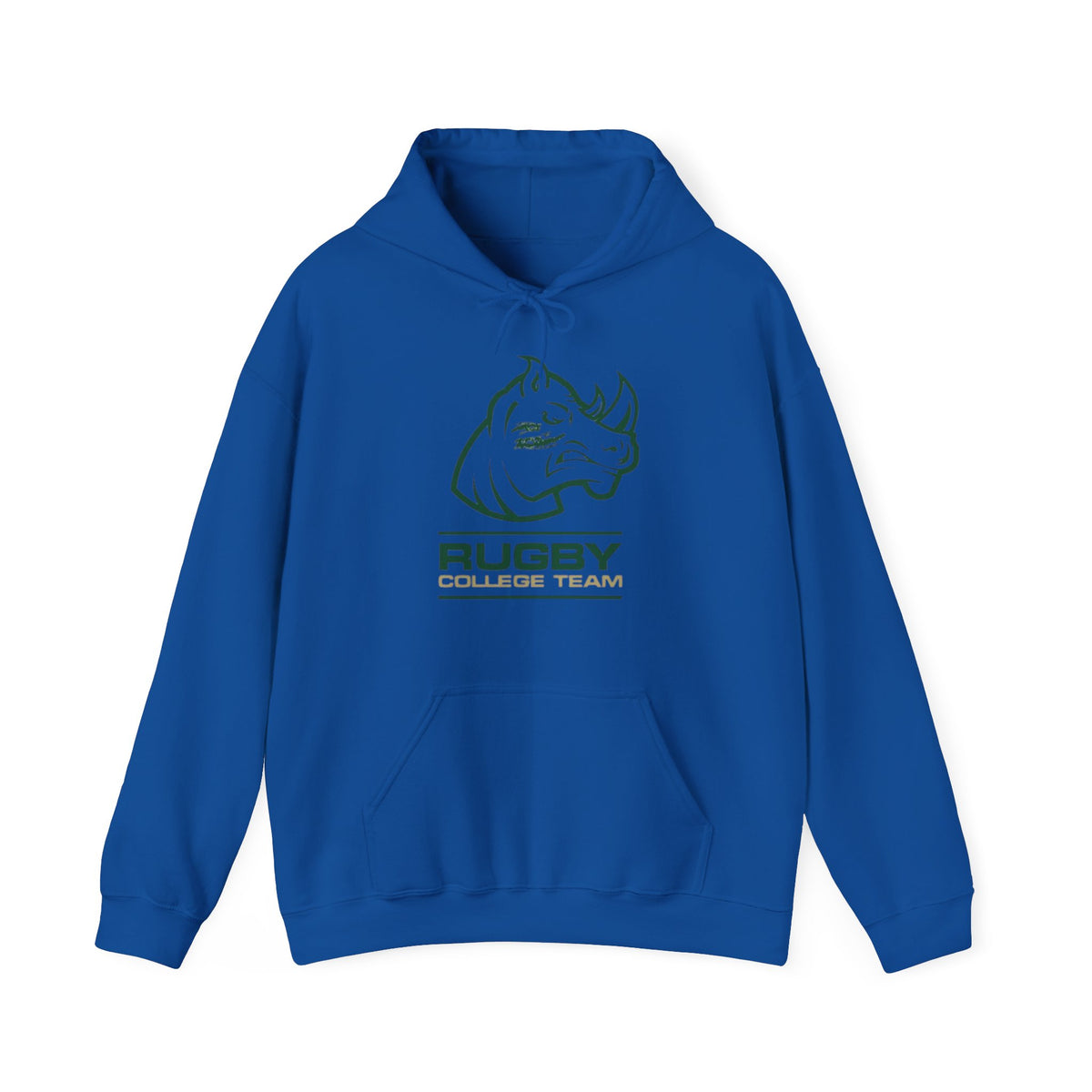 Rugby College Team Rhino Hoodie — Men's/Women's Athletic Hooded Sweatshirt