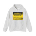 Hoodie — Bold 'FORESKIN' Warning Label Graphic Hooded Sweatshirt