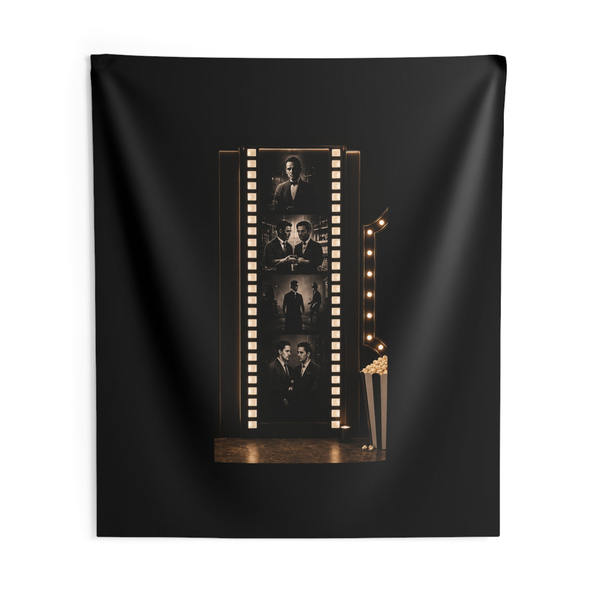 Film Noir Photo Strip Wall Tapestry – Vintage Movie Theater Decor