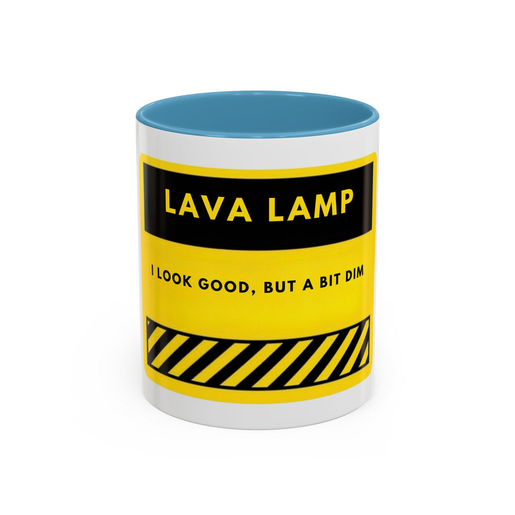 Lava Lamp Coffee Mug — Funny Yellow 'I Look Good, But a Bit Dim' Accent Mug