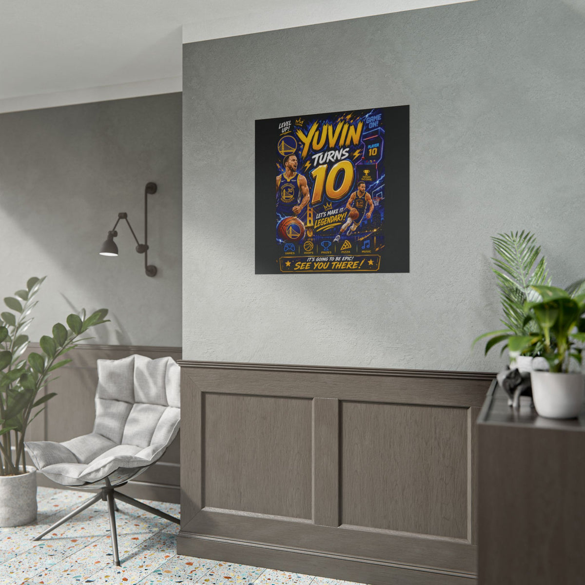 Golden State Warriors Birthday Poster — “YUVIN Turns 10” Rolled Sports Poster