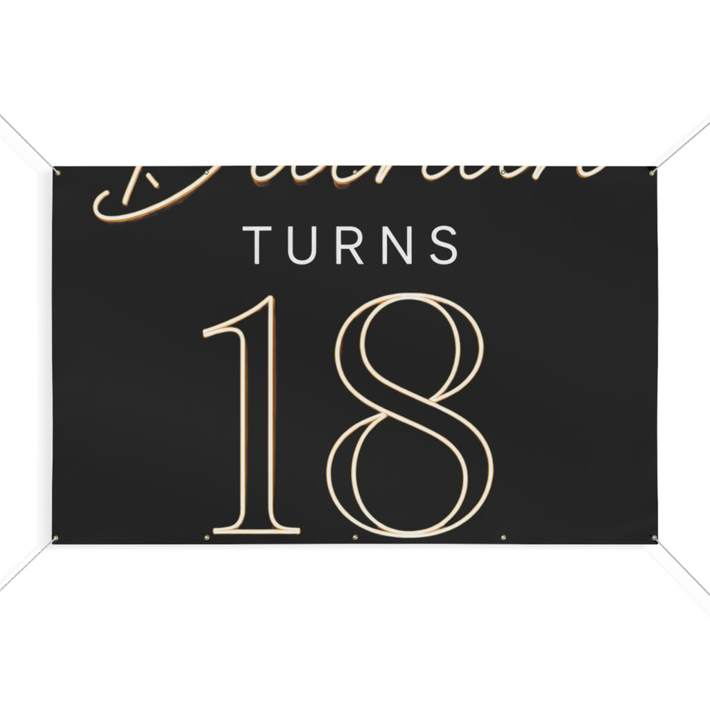 18th Birthday Matte Banner - Elegant Neon Numbers Party Sign