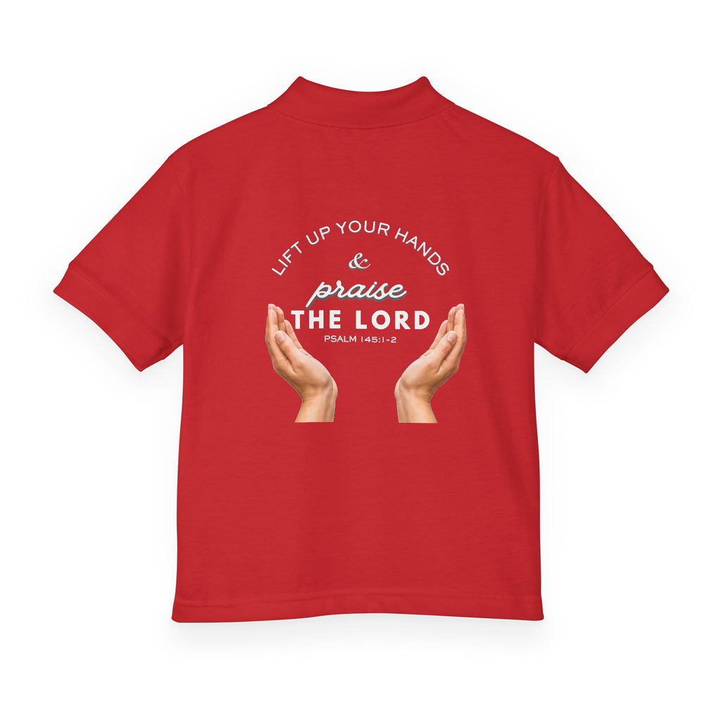Youth Polo ( white font ) — 'In God We Trust' Hands Logo Embroidered Chest Shirt
