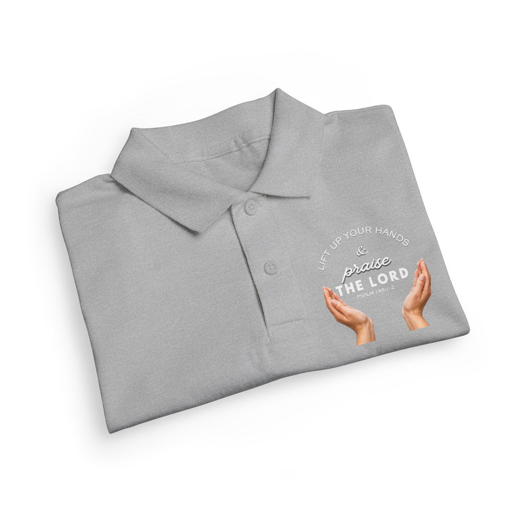 Youth Polo ( white font ) — 'In God We Trust' Hands Logo Embroidered Chest Shirt