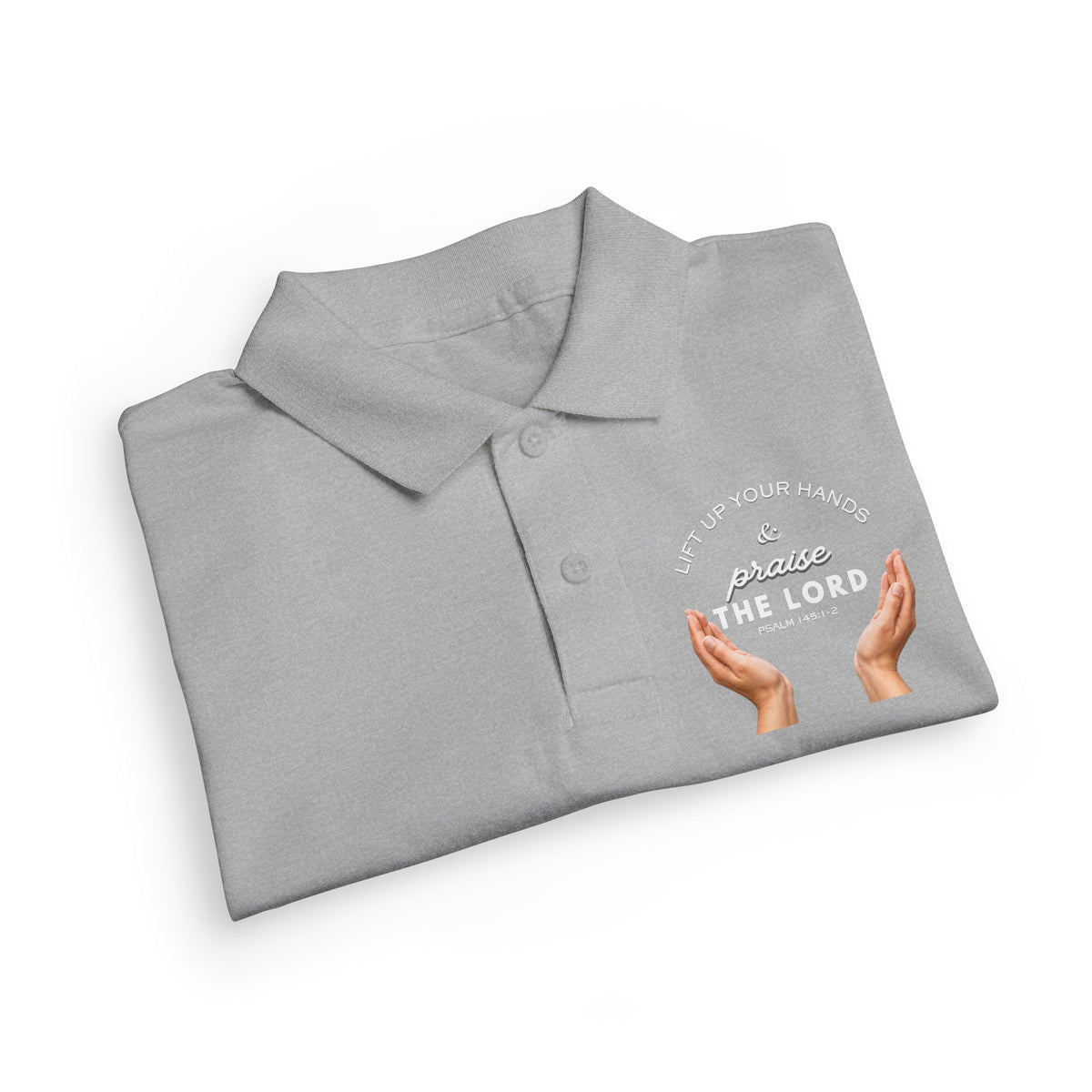 Youth Polo ( white font ) — 'In God We Trust' Hands Logo Embroidered Chest Shirt