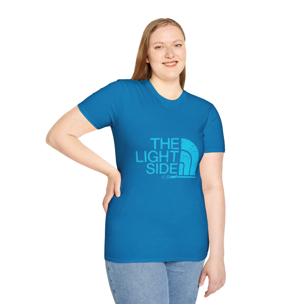 The Light Side T‑Shirt — Retro Blue Sci‑Fi Lightsaber Tee