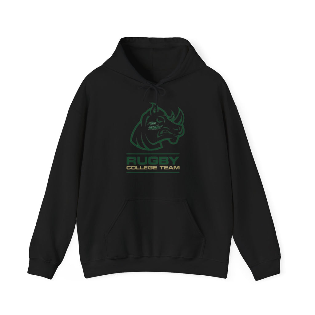 Rugby College Team Rhino Hoodie — Men's/Women's Athletic Hooded Sweatshirt