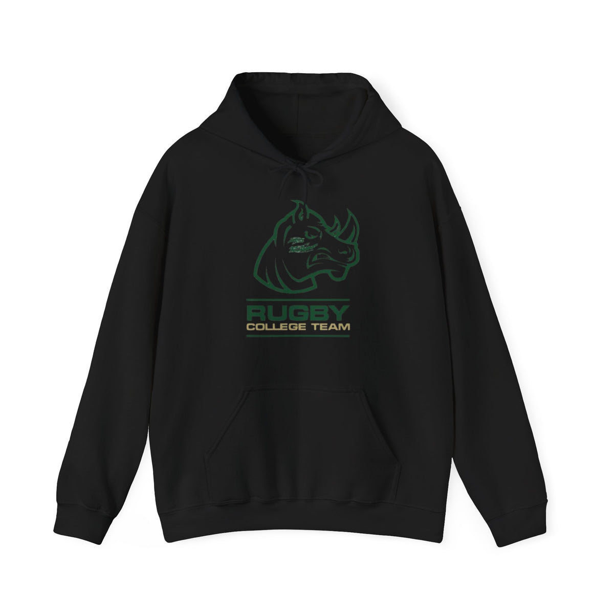 Rugby College Team Rhino Hoodie — Men's/Women's Athletic Hooded Sweatshirt