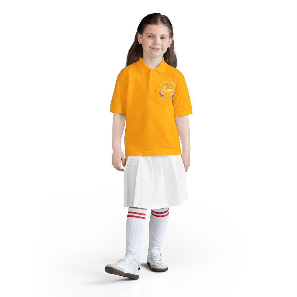 Youth Polo ( white font ) — 'In God We Trust' Hands Logo Embroidered Chest Shirt