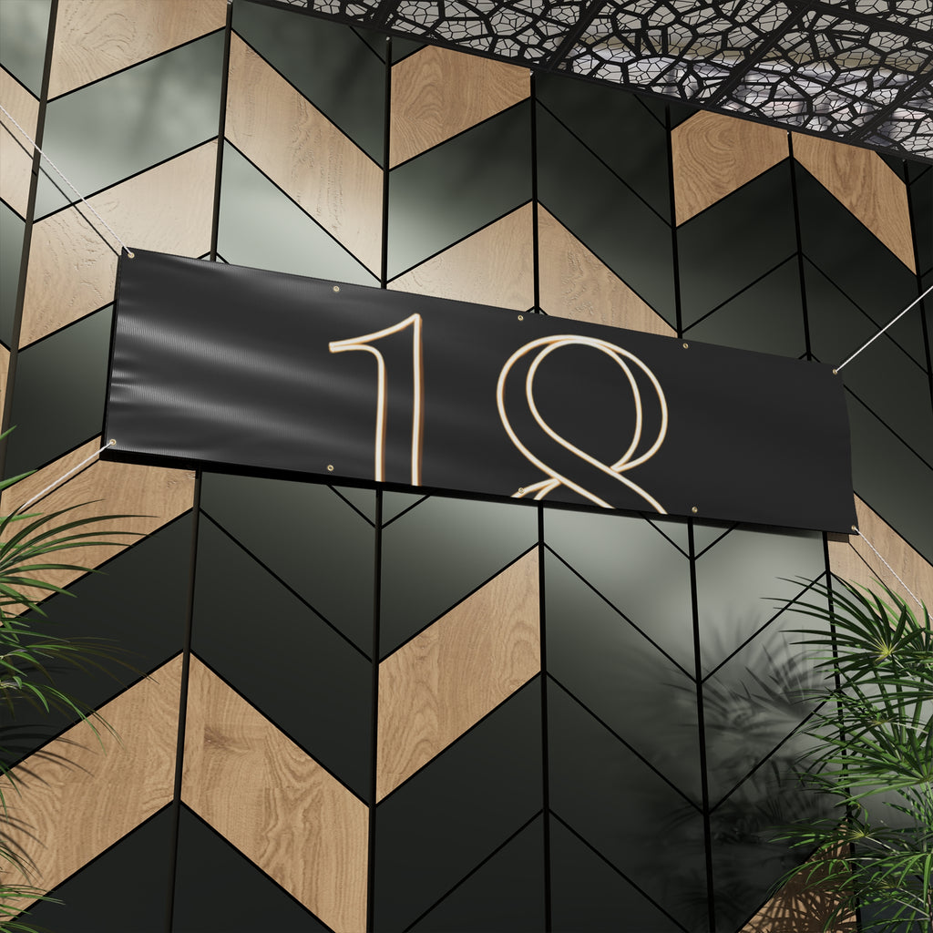 18th Birthday Matte Banner - Elegant Neon Numbers Party Sign