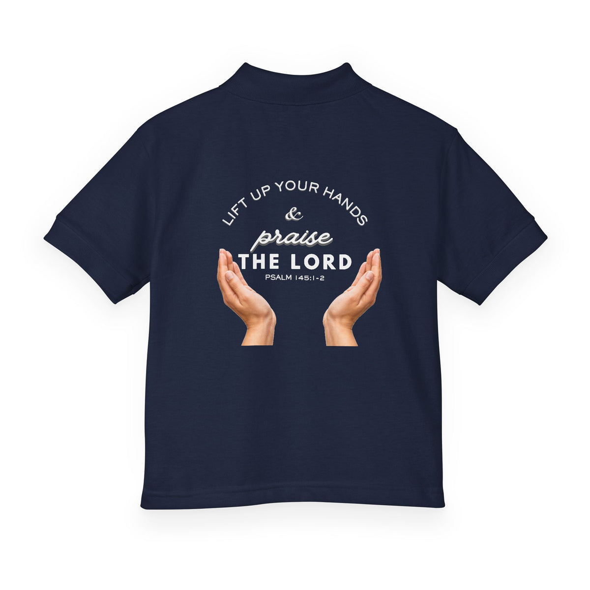 Youth Polo ( white font ) — 'In God We Trust' Hands Logo Embroidered Chest Shirt